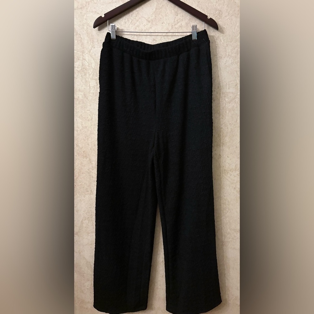 GLG Textured Black Wide Leg Pant